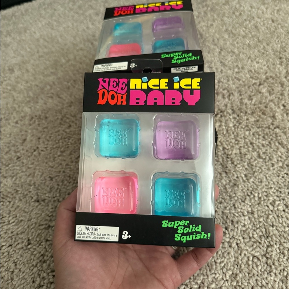 NeeDoh Nice Ice Baby satisfying square shaped sensory toy. - Picture 2 of 3